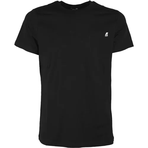 Sportliches Schwarzes Jersey T-Shirt mit Brusttasche - K-way - Modalova