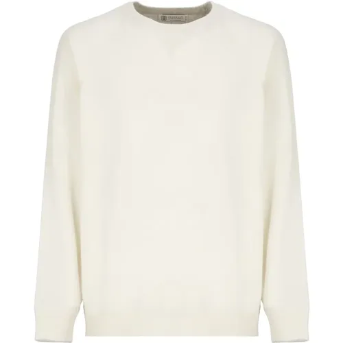 Luxury Ivory Wool Cashmere Silk Sweater , male, Sizes: S, XL, M, L - BRUNELLO CUCINELLI - Modalova