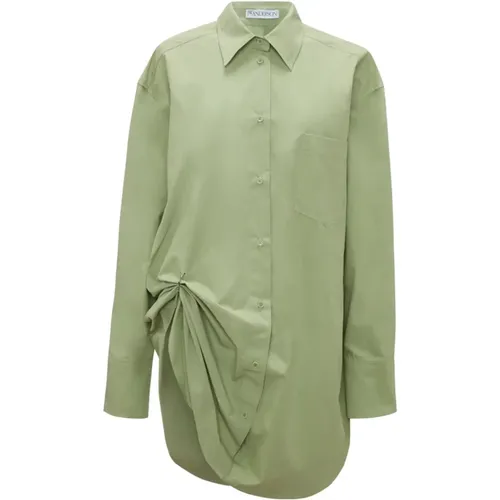 Lange Grüne Bluse mit seitlicher Schleife , Damen, Größe: XS - JW Anderson - Modalova