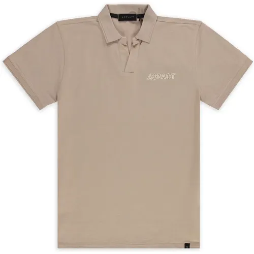 Taupe Outline Polo - Trendy Design , Herren, Größe: S - Aspact - Modalova