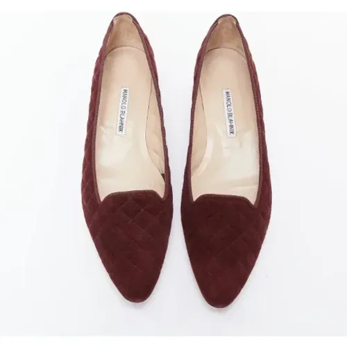 Pre-owned Suede flats , female, Sizes: 6 UK - Manolo Blahnik Pre-owned - Modalova