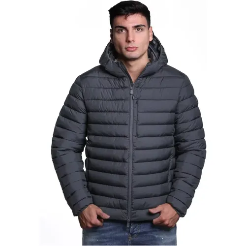 Dunkelblaue Polyesterjacke mit gesteppter Textur , Herren, Größe: 3XL - Save The Duck - Modalova