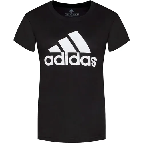 Schwarz/Weiß Logo Print T-Shirt - Adidas - Modalova