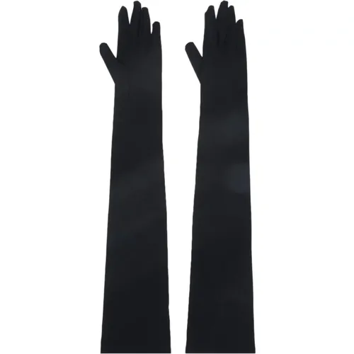Schwarze Lange Handschuhe , Damen, Größe: M - Dolce & Gabbana - Modalova