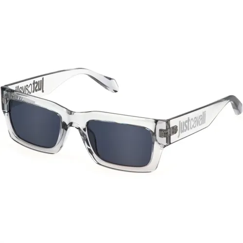 Transparent Grey Sunglasses with Blue Lenses , unisex, Sizes: 54 MM - Just Cavalli - Modalova