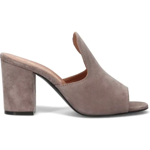 Dove Grey Suede Block Heel Sandals , female, Sizes: 7 UK, 6 UK, 3 UK - Via Roma 15 - Modalova