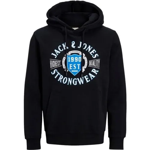 Denim Hoodie mit Logo-Print , Herren, Größe: M - jack & jones - Modalova