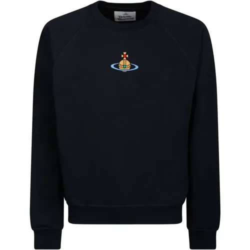 Navy Orb Logo Sweatshirt Cotton Jersey , male, Sizes: L - Vivienne Westwood - Modalova