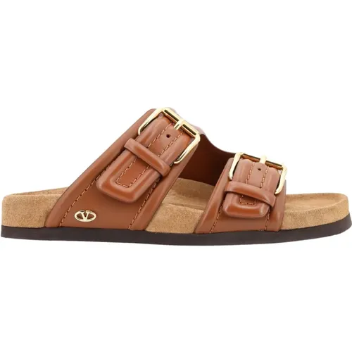 Leather Sandals with VLogo Detail , female, Sizes: 8 UK, 4 UK - Valentino Garavani - Modalova