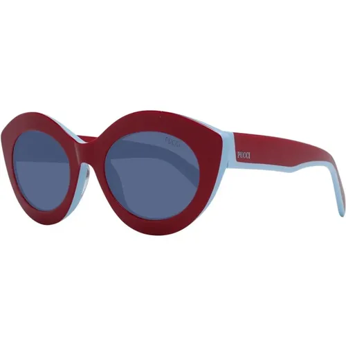 Rote Cat Eye Sonnenbrille mit Blauen Gläsern , Damen, Größe: ONE Size - EMILIO PUCCI - Modalova