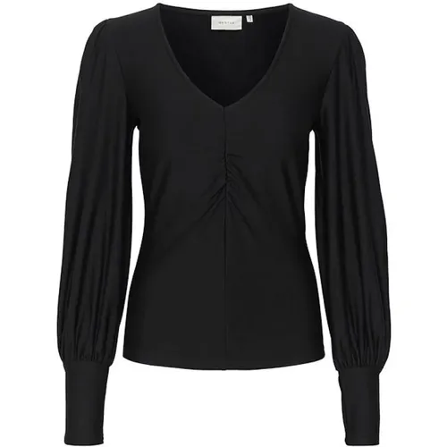 V-Neck Blouse with Puff Sleeves , female, Sizes: XL, L, S, M, XS - Gestuz - Modalova