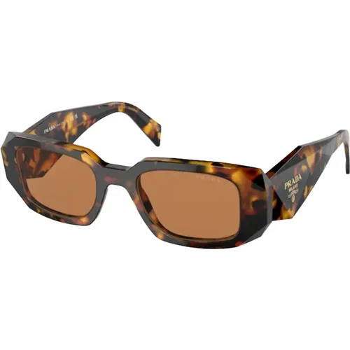 Geometrische Sonnenbrille mit mutigem Rahmen und dunkelbraunen Gläsern - Prada - Modalova