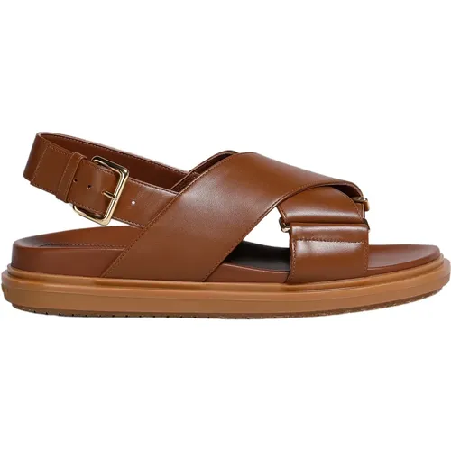 Crisscross Leather Sandals , female, Sizes: 3 UK - Marni - Modalova