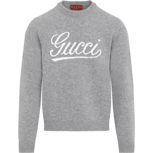 Grauer Wollpullover Aw24 Stilvoll - Gucci - Modalova