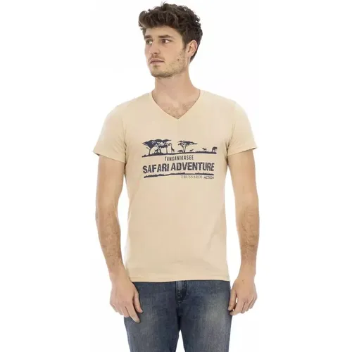 T-Shirt mit elegantem Frontprint , Herren, Größe: L - Trussardi - Modalova