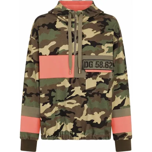 Sweatshirt With Camouflage Print , male, Sizes: M, L - Dolce & Gabbana - Modalova