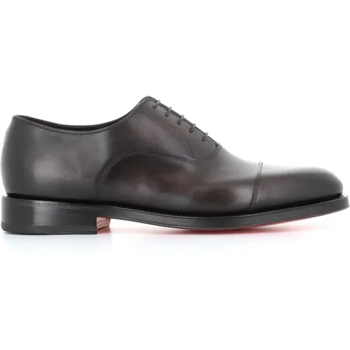 Dark Oxford Flat Shoes , male, Sizes: 6 UK - Santoni - Modalova