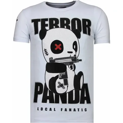 Terror Panda Rhinestone - Herren T-Shirt - 13-6227W , Herren, Größe: L - Local Fanatic - Modalova