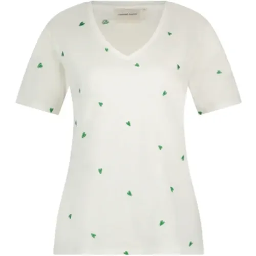 Grünes Herz besticktes V-Ausschnitt T-Shirt , Damen, Größe: 2XL - Fabienne Chapot - Modalova