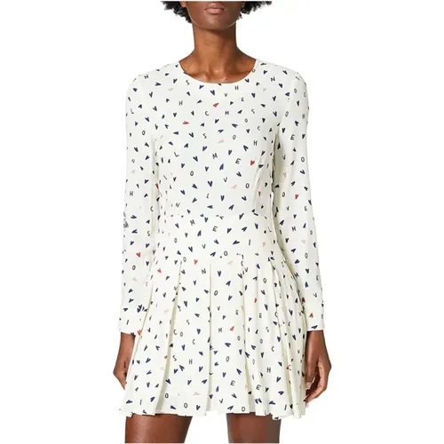 Weiße Knopfleiste Kleid mit Brand Design , Damen, Größe: S - Love Moschino - Modalova