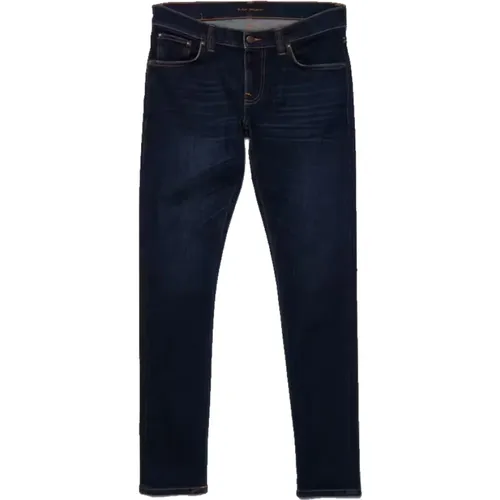 Dark Slim Fit Cotton Jeans , male, Sizes: W34 L32, W30 L32, W33 L32, W32 L32, W31 L32 - Nudie Jeans - Modalova