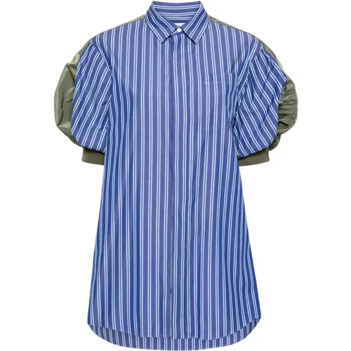 Stripe Print Shift Dress , female, Sizes: M - Sacai - Modalova