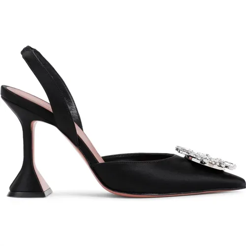 Schwarze Satin Elegante Pumps - Amina Muaddi - Modalova