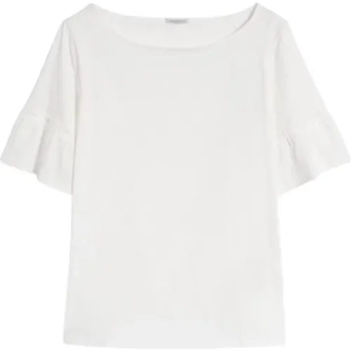 Gerüschtes Baumwoll-T-Shirt , Damen, Größe: S - Pennyblack - Modalova