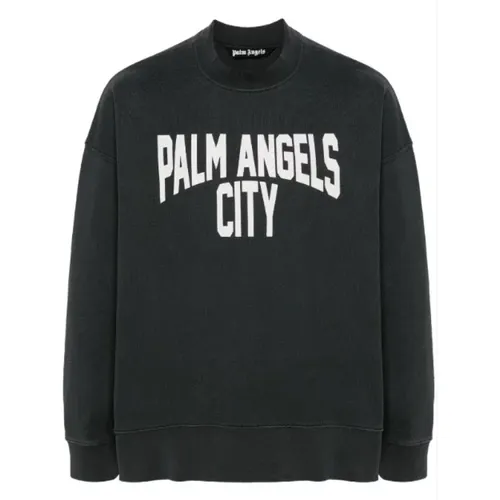 Grey Logo Print Sweater , male, Sizes: XL, L, S, M - Palm Angels - Modalova