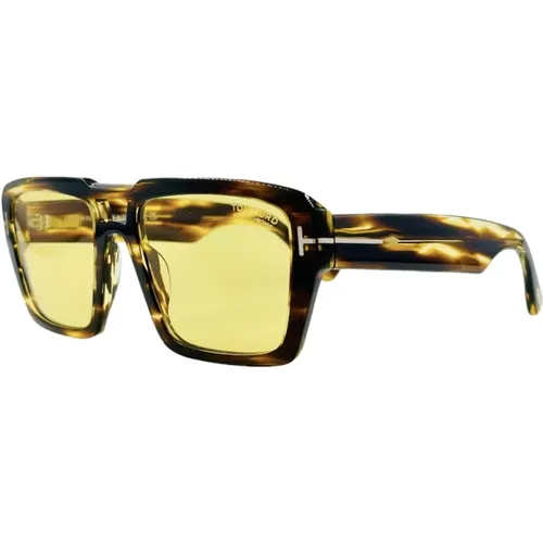 Redford Rechteckige Sonnenbrille Braun Carey , unisex, Größe: ONE Size - Tom Ford - Modalova