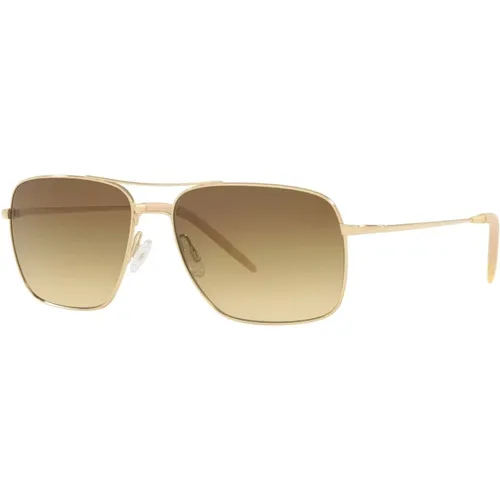 Gold/Light Brown Grey Shaded Sunglasses , male, Sizes: 58 MM - Oliver Peoples - Modalova