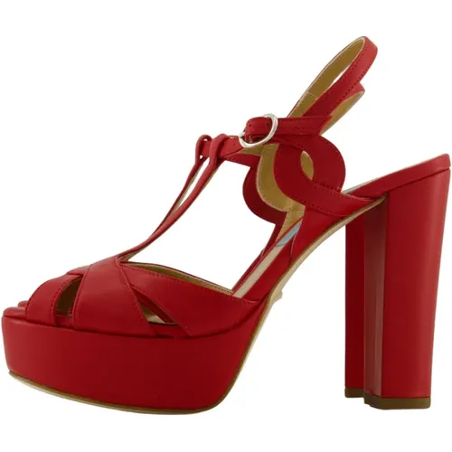 Rote Leder High Heel Sandalen , Damen, Größe: 36 EU - Apair - Modalova