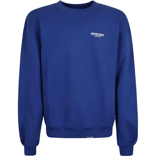 Cobalt Sweatshirt Logo Print Crew Neck , male, Sizes: L, M, XL, XS, S - Represent - Modalova