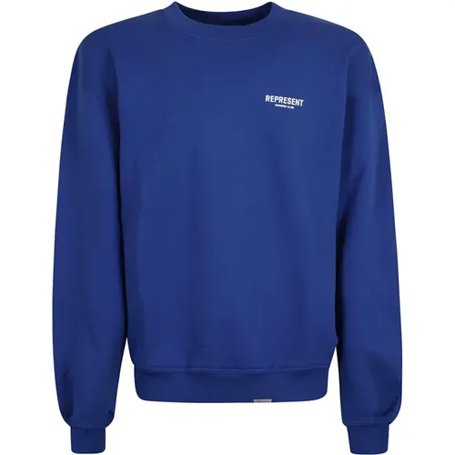 Cobalt Sweatshirt Logo Print Crew Neck , male, Sizes: XL - Represent - Modalova