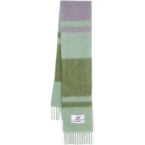 Green Striped Mohair Wool Blend Scarf , female, Sizes: ONE SIZE - Marni - Modalova