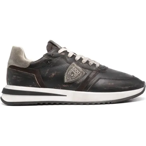 Black Brown Calf Sneaker , male, Sizes: 10 UK, 6 UK, 9 UK - Philippe Model - Modalova