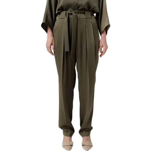 Pantalon with hidden zipper and belt , female, Sizes: L, XL, M - Windsor - Modalova
