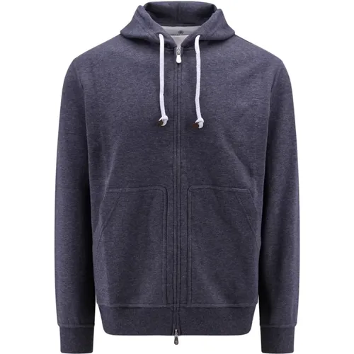 Grey Hooded Sweatshirt with Zipper , male, Sizes: M, S, XL - BRUNELLO CUCINELLI - Modalova