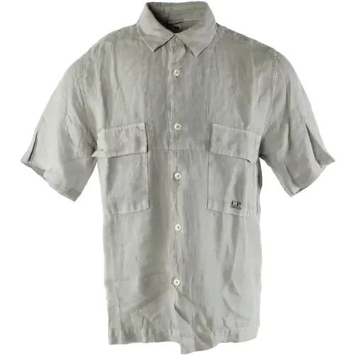 Linen Shirt Grey Men , male, Sizes: S, M, L - C.P. Company - Modalova