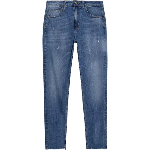 High-Waist Slim-Fit Jeans mit Distressed-Muster , Damen, Größe: W24 - Liu Jo - Modalova
