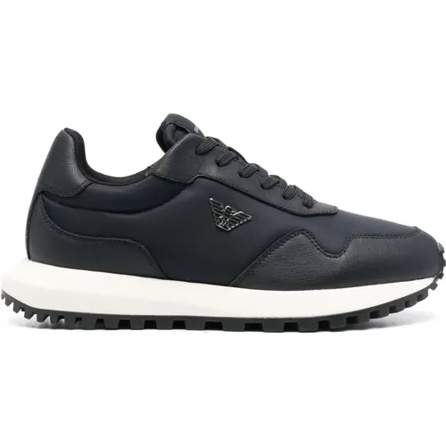 Nylon Leder Sneakers Gummisohle , Herren, Größe: 46 EU - Emporio Armani - Modalova