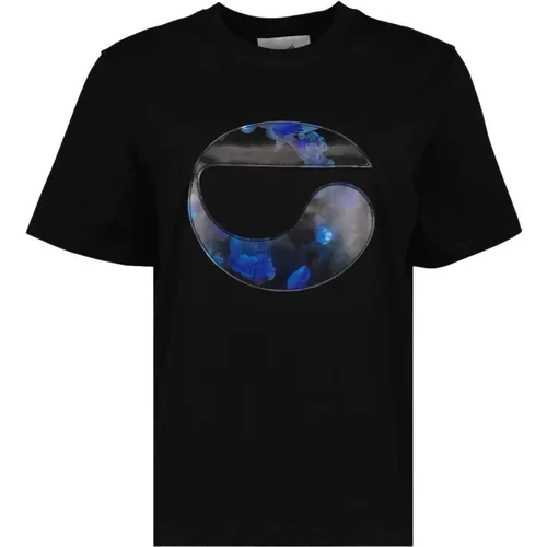Holographisches Oversized-Blumenlogo-T-Shirt,Holographisches Blumenlogo Oversized T-Shirt - Coperni - Modalova