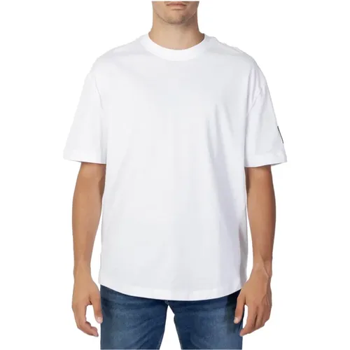 Herren Weißes Baumwoll-T-Shirt , Herren, Größe: M - Calvin Klein Jeans - Modalova