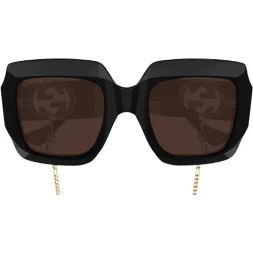 Rectangular Sunglasses with Gg1022S-005 Chain , female, Sizes: 54 MM - Gucci - Modalova