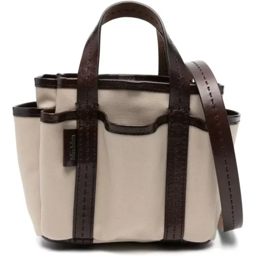 Canvas-Ledertasche mit Whipstitch-Detail - Max Mara - Modalova