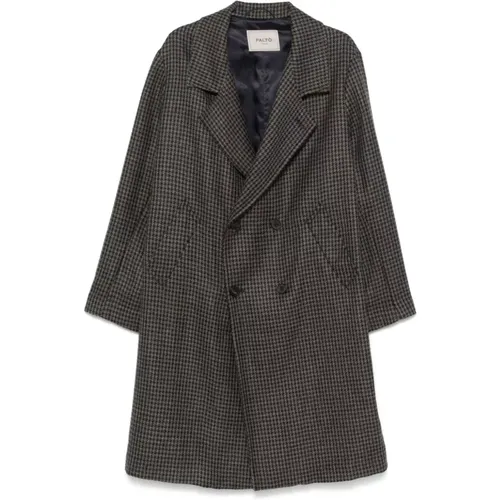 Houndstooth Wool Blend Coat , male, Sizes: M, L - Paltò - Modalova