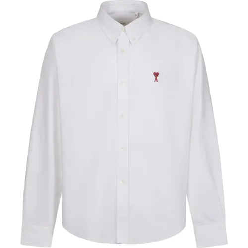 Weißes Logo-besticktes Hemd , Herren, Größe: M - Ami Paris - Modalova