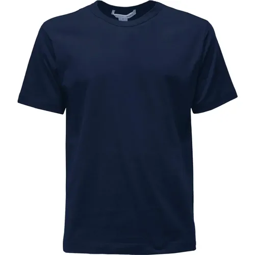 Blaues Basic Halbarm T-shirt , Herren, Größe: M - Comme des Garçons - Modalova