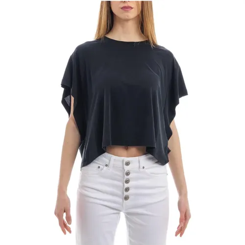 Cupro Stretch T-Shirt , female, Sizes: XS - Dondup - Modalova
