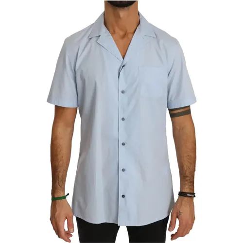 Blaues Baumwoll-Top-Shirt, Kurzarm, Regular Fit , Herren, Größe: L - Dolce & Gabbana - Modalova